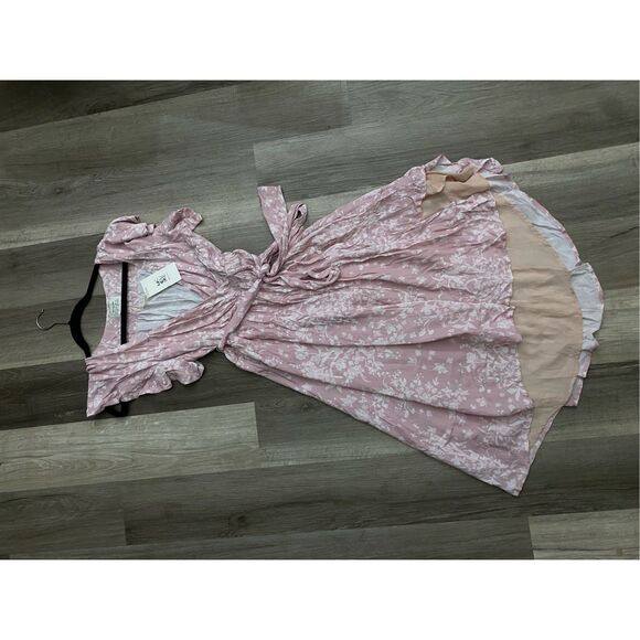 McGuire NWD Bassinger Faux Wrap Dress, Pink White Floral, Size Small, MSRP $278 - Picture 5 of 11